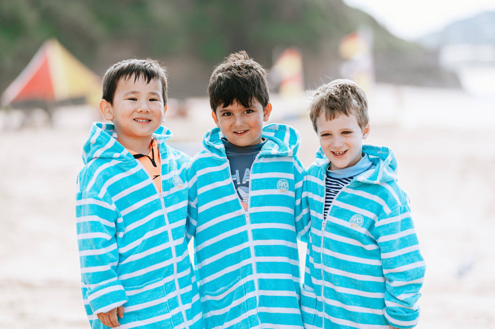 Zippy Ocean Blue Kids Hooded Towels | Zippy by Rad Kids | Kids Poncho Towel | Kids Hooded Towels with Zip |