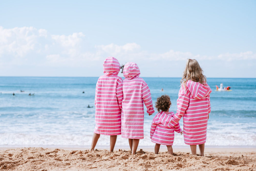 Zippy Calm Pink Kids Hooded Towels with Zipper