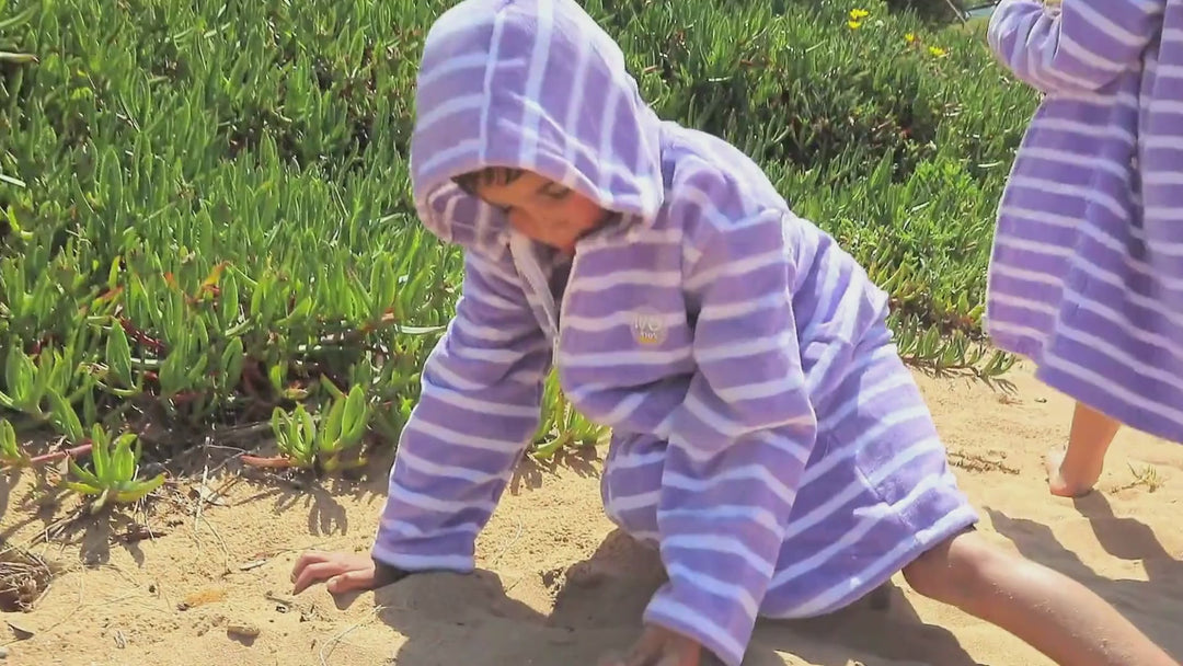 Zippy Vivid Violet Kids Hooded Towels with Zipper