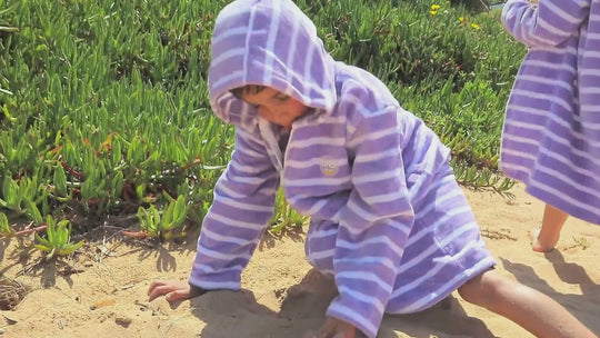 Zippy Vivid Violet Kids Hooded Towels with Zipper