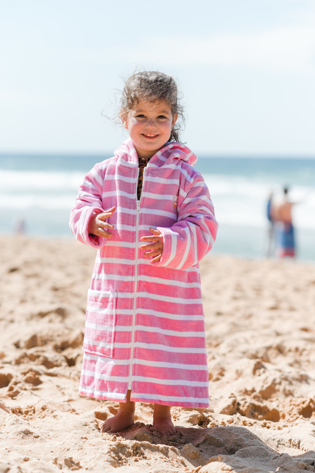 Zippy Calm Pink Kids Hooded Towels with Zipper